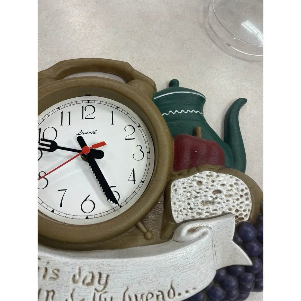 Kitchen Clock Give Us This Day Our Daily Vegetables Fruits Coffee Pot Quartz